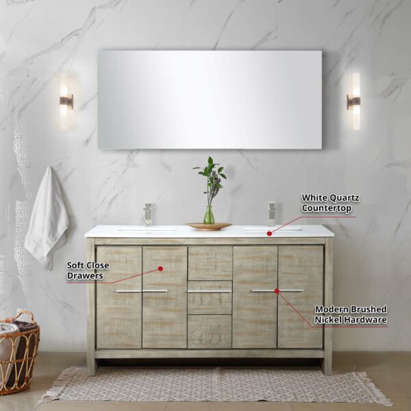 Lafarre 60" Rustic Acacia Double Bathroom Vanity - Image 2