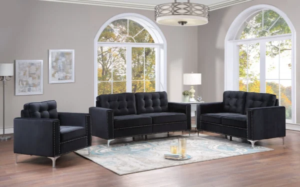 1400 BLACK VELVET SOFA