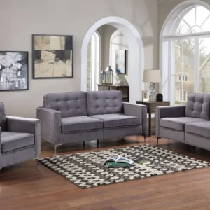 1410 BLACK LEATHER SOFA