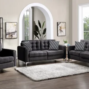 1420 BLACK LINEN SOFA