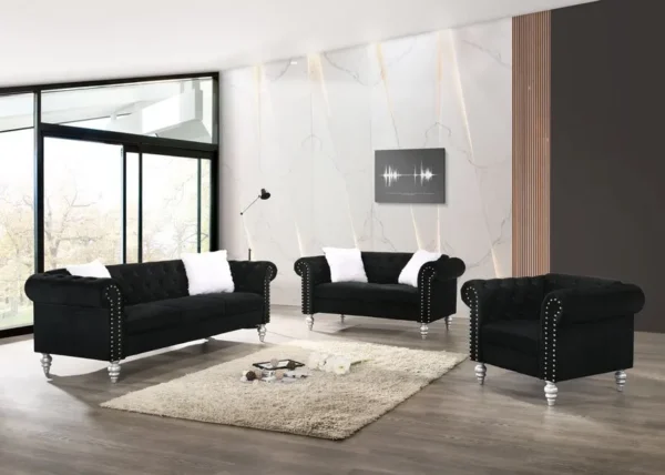 2070 BLACK VELVET SOFA