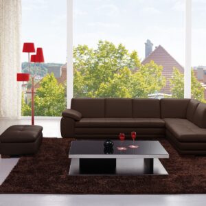 625 Italian Leather Sectional Brown in Left Hand Facing