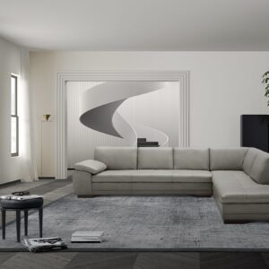 625 Italian Leather Sectional Grey in Left Hand Facing