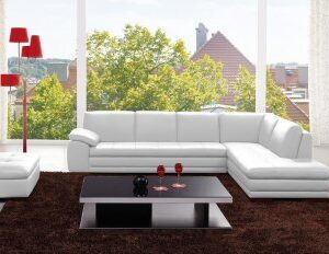625 Italian Leather Sectional White in Left Hand Facing