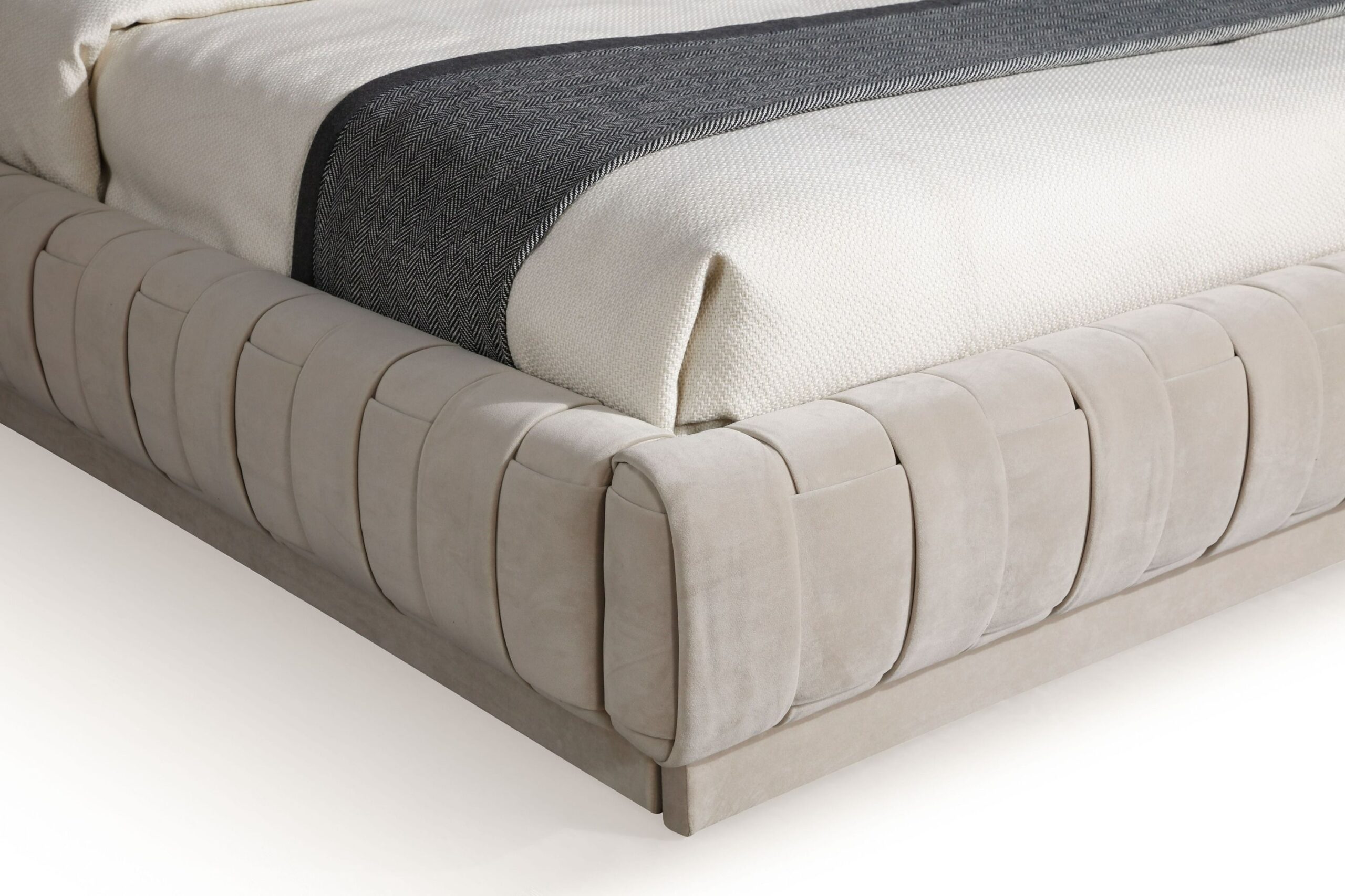 Modrest Concord - Modern Light Grey Velvet Bed - Image 2