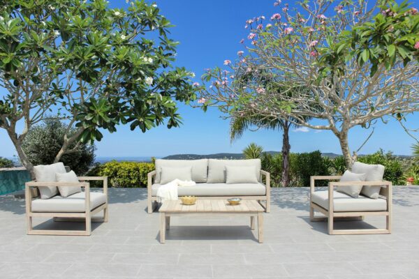 Renava Calm - Outdoor Grey + Acacia Sofa Set - Image 3