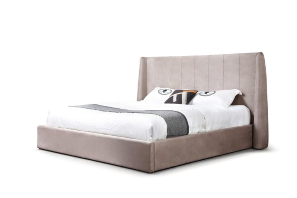 Modrest Roma - Modern Taupe Microfiber Upholstered Bed - Image 3