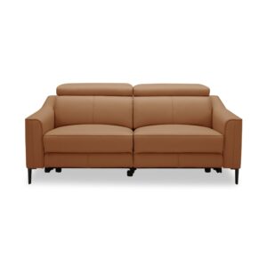 Divani Casa Eden - Modern Camel Leather Loveseat With 2 Recliners