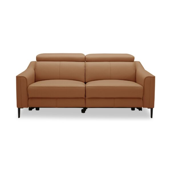 Divani Casa Eden - Modern Camel Leather Loveseat With 2 Recliners