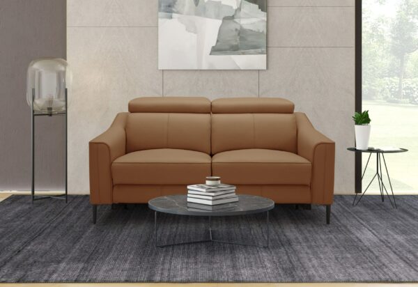 Divani Casa Eden - Modern Camel Leather Loveseat With 2 Recliners - Image 3