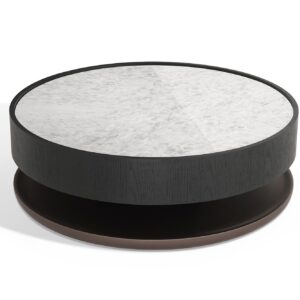 Modrest Miranda - Modern Ceramic + Black Oak Round Coffee Table