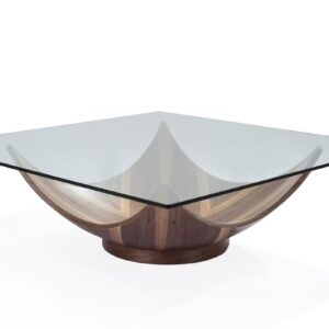 Modrest Sunset - Contemporary Glass + Walnut Square Coffee Table