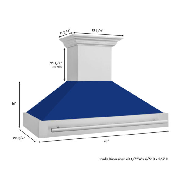 ZLINE 48 in. Fingerprint Resistant Stainless Steel Range Hood with Colored Shell Options (8654SNX-48) - Image 2