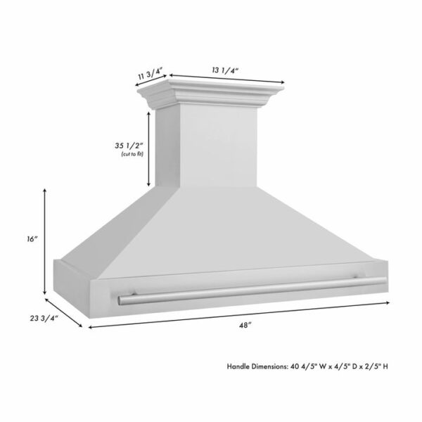ZLINE 48 in. Stainless Steel Range Hood with Stainless Steel Handle (8654STX-48) - Image 4