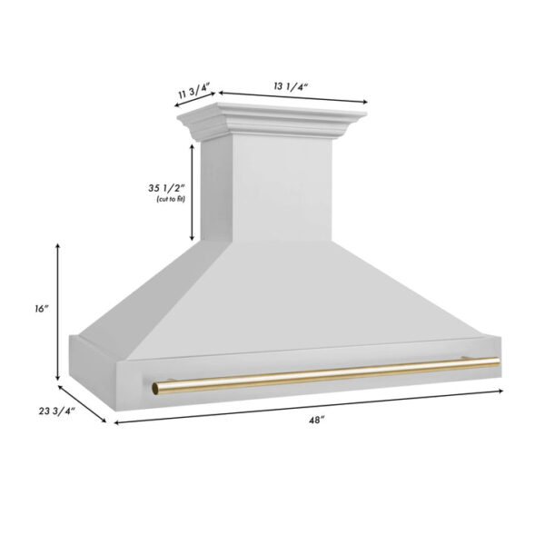 ZLINE 48 in. Autograph Edition Stainless Steel Range Hood with Stainless Steel Shell and Champagne Bronze Handle (8654STZ-48-CB) - Image 5