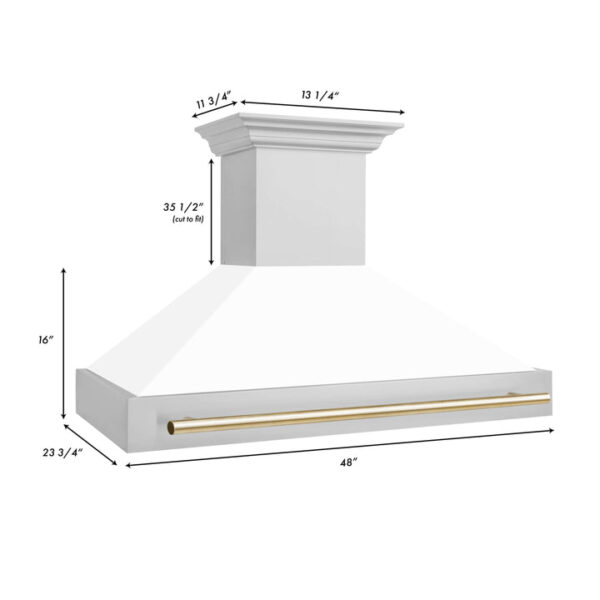ZLINE 48 in. Autograph Edition Stainless Steel Range Hood with White Matte Shell and Handle (8654STZ-WM48) - Image 3