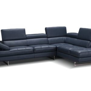 A761 Italian Leather Sectional Blue In Left Hand Facing