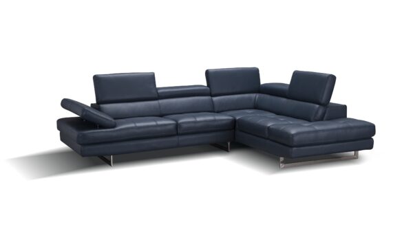 A761 Italian Leather Sectional Blue In Left Hand Facing