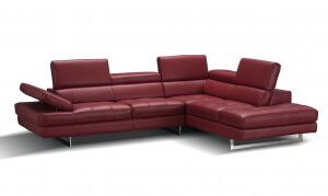 A761 Italian Leather Sectional Red In Left hand Facing