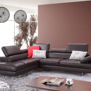 A761 Italian Leather Sectional Slate Coffee In Left Hand Facing