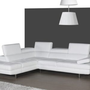 A761 Italian Leather Sectional Snow White In Left hand Facing