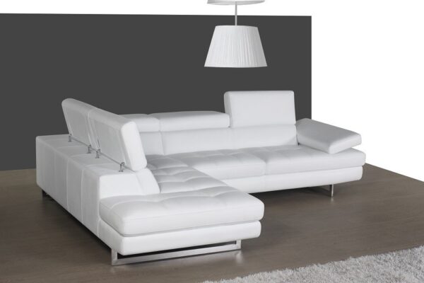 A761 Italian Leather Sectional Snow White In Left hand Facing - Image 2