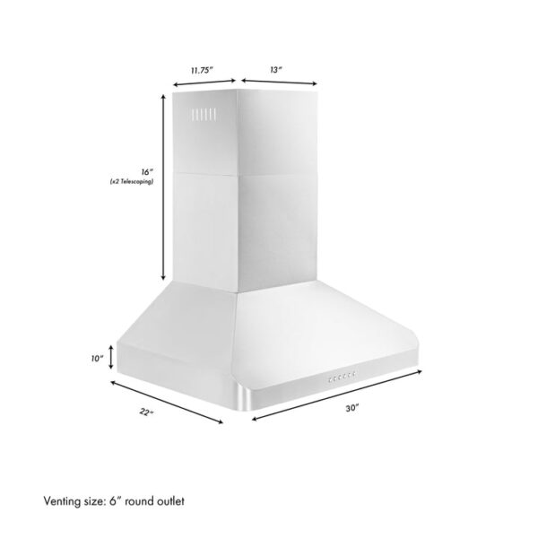 ZLINE Alpine Series Ducted Wall Mount Range Hood in Stainless Steel (ALP100WL) - Image 4