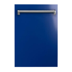 ZLINE 18 in. Compact Top Control Dishwasher with Blue Gloss Panel and Traditional Handle, 52dBa (DW-BG-18)