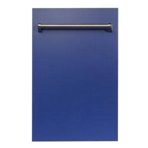 ZLINE 18 in. Compact Top Control Dishwasher with Blue Matte Panel and Traditional Handle, 52dBa (DW-BM-18)