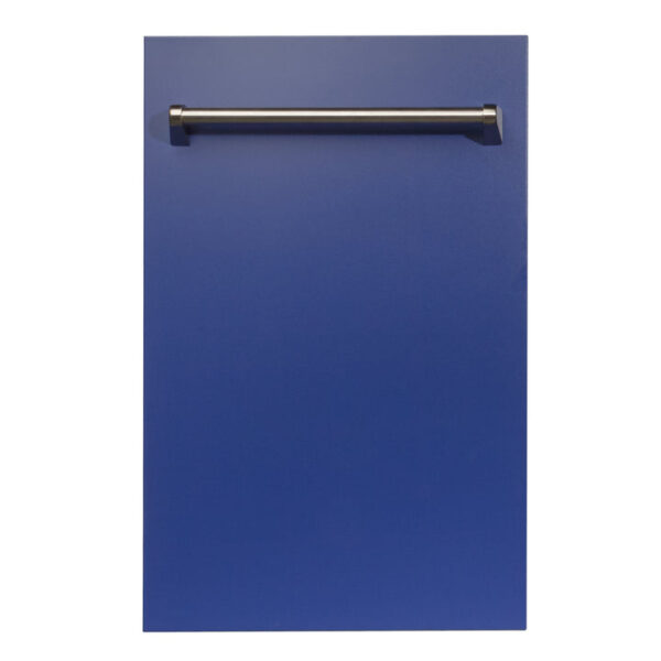 ZLINE 18 in. Compact Top Control Dishwasher with Blue Matte Panel and Traditional Handle, 52dBa (DW-BM-18)