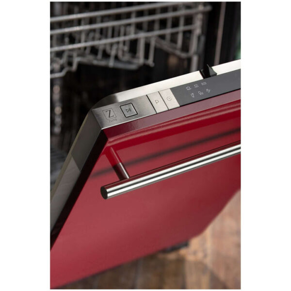 ZLINE 18 in. Compact Top Control Dishwasher with Red Gloss Panel and Modern Style Handle, 52 dBa (DW-RG-H-18) - Image 3