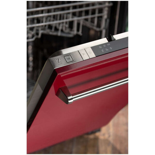ZLINE 18 in. Compact Top Control Dishwasher with Red Gloss Panel and Traditional Handle, 52dBa (DW-RG-18) - Image 4