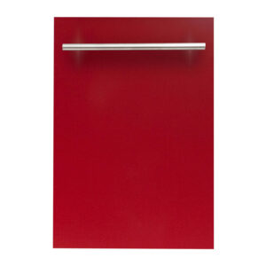 ZLINE 18 in. Compact Top Control Dishwasher with Red Gloss Panel and Modern Style Handle, 52 dBa (DW-RG-H-18)