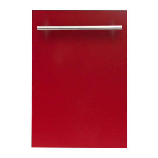 ZLINE 18 in. Compact Top Control Dishwasher with Red Gloss Panel and Modern Style Handle, 52 dBa (DW-RG-H-18)