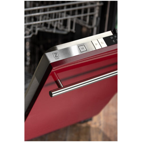 ZLINE 24 in. Top Control Dishwasher with Red Gloss Panel and Modern Style Handle, 52dBa (DW-RG-H-24) - Image 6