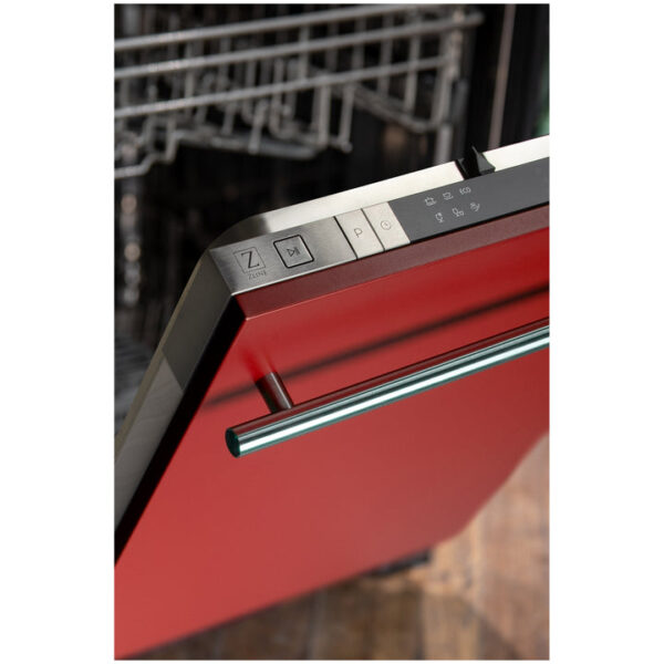 ZLINE 18 in. Compact Top Control Dishwasher with Red Matte Panel and Traditional Handle, 52dBa (DW-RM-18) - Image 3