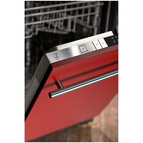 ZLINE 24 in. Top Control Dishwasher with Red Matte Panel and Modern Style Handle, 52dBa (DW-RM-H-24) - Image 5