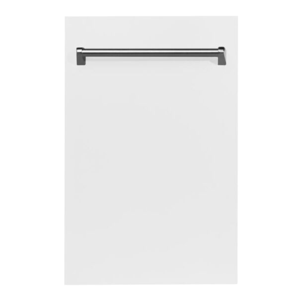 ZLINE 18 in. Compact Top Control Dishwasher with White Matte Panel and Traditional Handle, 52dBa (DW-WM-18)