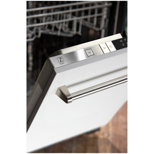 ZLINE 24 in. Top Control Dishwasher with Matte White Panel and Traditional Style Handle, 52dBa (DW-WM-24) - Image 6