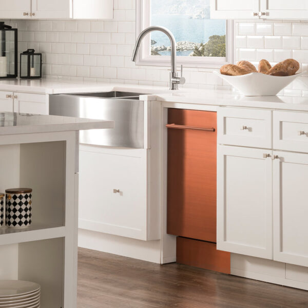 ZLINE 18 in. Compact Top Control Dishwasher with Copper Panel and Modern Style Handle, 52 dBa (DW-C-18) - Image 2