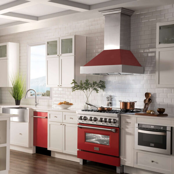 ZLINE 18 in. Compact Top Control Dishwasher with Red Gloss Panel and Traditional Handle, 52dBa (DW-RG-18) - Image 2
