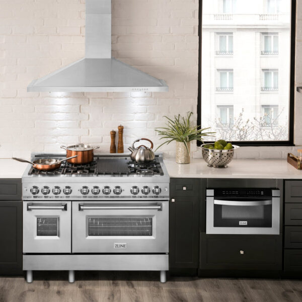 ZLINE 42 in. Recirculating Wall Mount Range Hood with Charcoal Filters in Stainless Steel (KB-CF-42) - Image 2