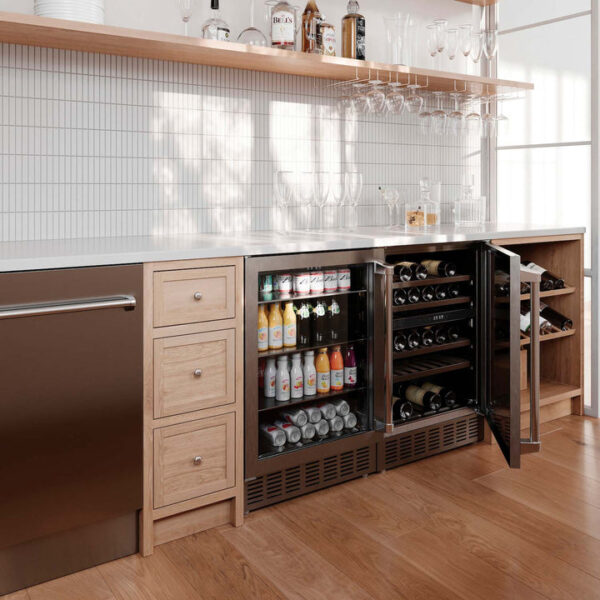 ZLINE 24 In. Monument Dual Zone 44-Bottle Wine Cooler in Stainless Steel with Wood Shelf (RWV-UD-24) - Image 15