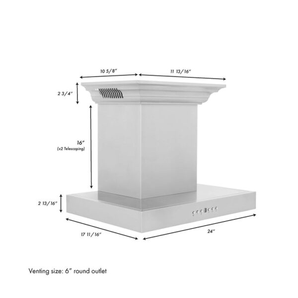 ZLINE Wall Mount Range Hood In Stainless Steel With Built-In ZLINE CrownSound Bluetooth Speakers (KECRN-BT) - Image 3