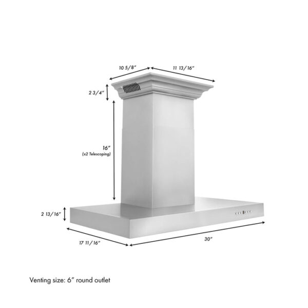 ZLINE Wall Mount Range Hood In Stainless Steel With Built-In ZLINE CrownSound Bluetooth Speakers (KECRN-BT) - Image 2