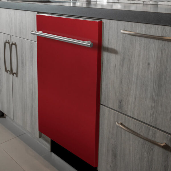 ZLINE 24 in. Top Control Dishwasher with Red Gloss Panel and Modern Style Handle, 52dBa (DW-RG-H-24) - Image 7