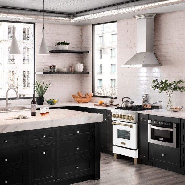 ZLINE Autograph Edition 24 in. 2.8 cu. ft. Range with Gas Stove and Gas Oven in Stainless Steel with White Matte Door and Champagne Bronze Accents (RGZ-WM-24-CB) - Image 8
