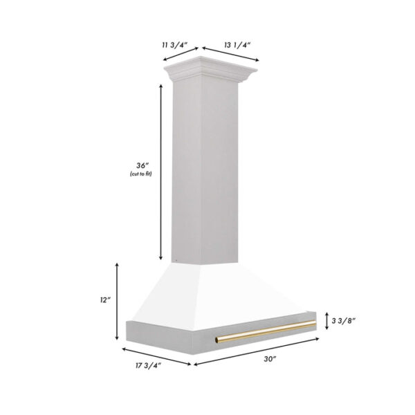 ZLINE 30 in. Autograph Edition Fingerprint Resistant Stainless Steel Range Hood with White Matte Shell and Accented Handle (KB4SNZ-WM30) - Image 9