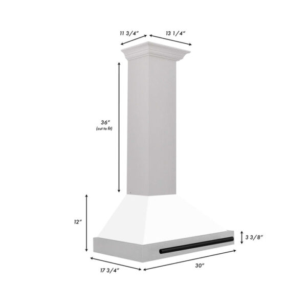 ZLINE 30 in. Autograph Edition Fingerprint Resistant Stainless Steel Range Hood with White Matte Shell and Accented Handle (KB4SNZ-WM30) - Image 2