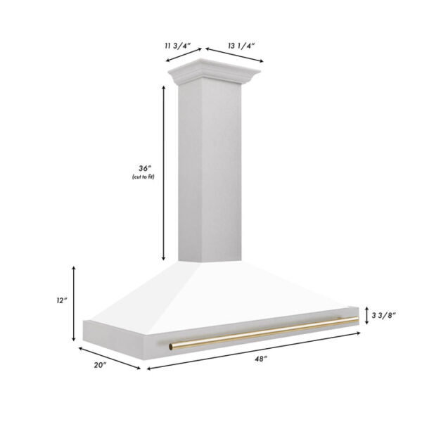 ZLINE 48 in. Autograph Edition Fingerprint Resistant Stainless Steel Range Hood with White Matte Shell and Accented Handles (KB4SNZ-WM48) - Image 3